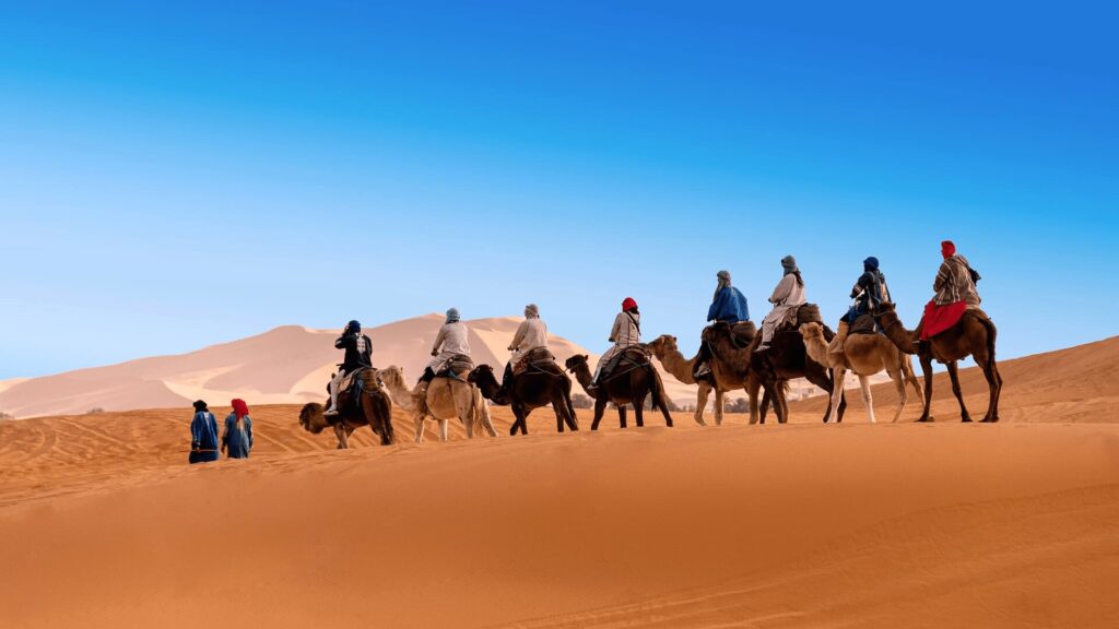 Camel trek in the Sahara Desert during a Morocco tour