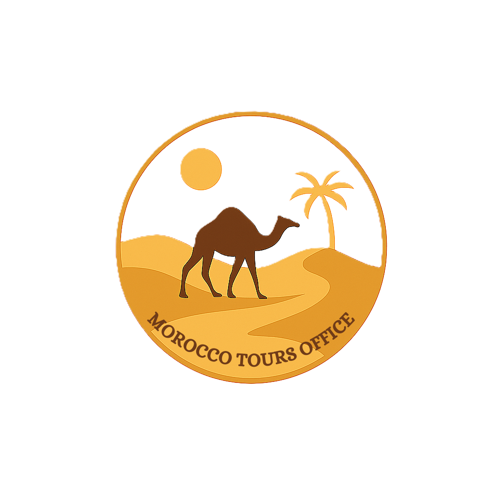 Morocco Tours Office logo with camel desert tour symbol