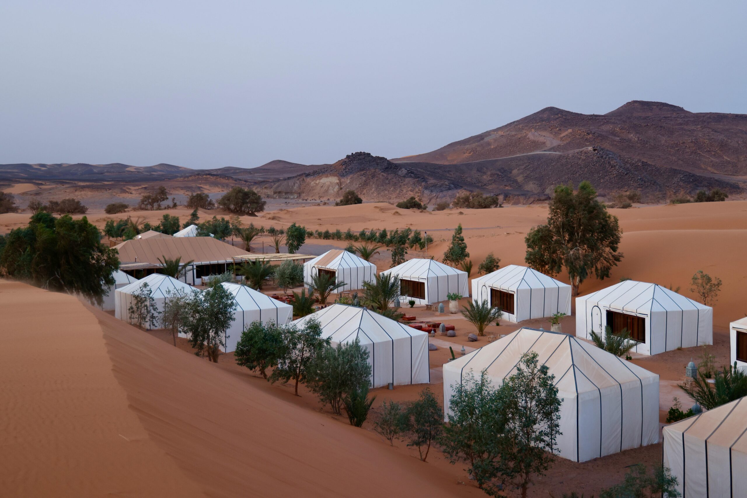 Luxury desert camp in the Sahara Desert during a private Morocco desert tour